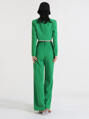 Colorblock Two Piece Sets For Notched Collar Long Sleeve