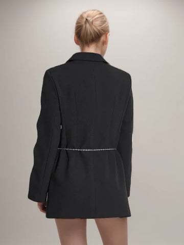 Damen Blazer Diamanten Aushöhlen Gespleißt Kette