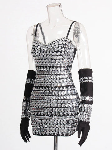 Schlagkleid mit Patchwork-Stickerei