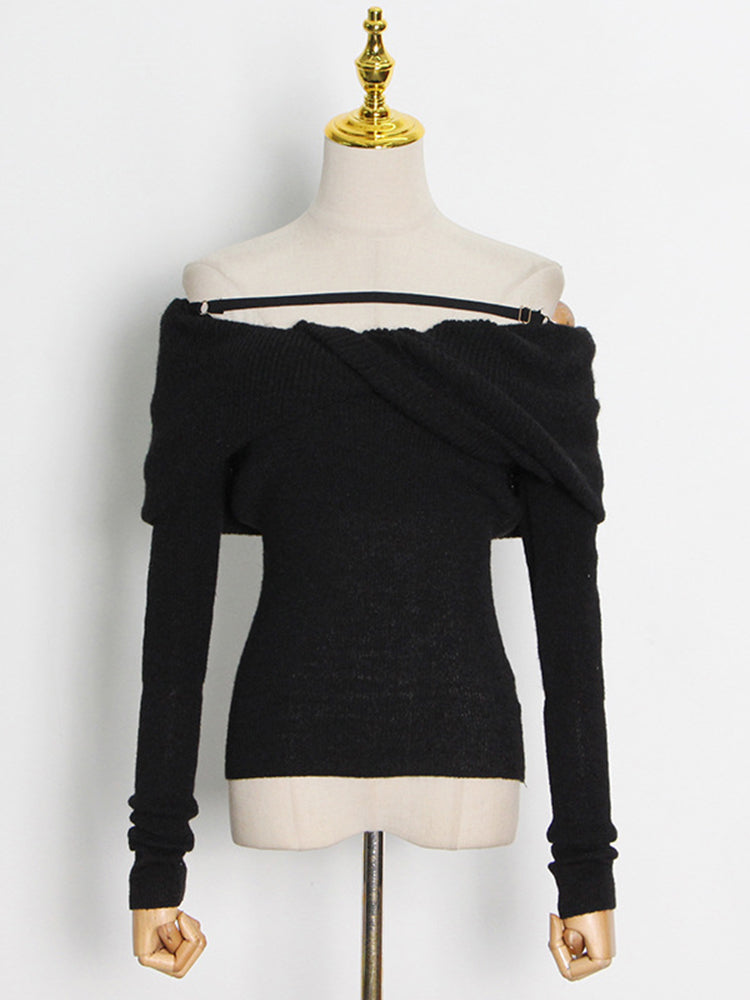 Knitting Slash Neck Knitting Sweater For Long Sleeve