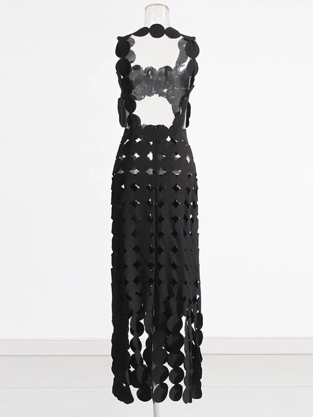 Flora Dot Hollow Out Midi Dress