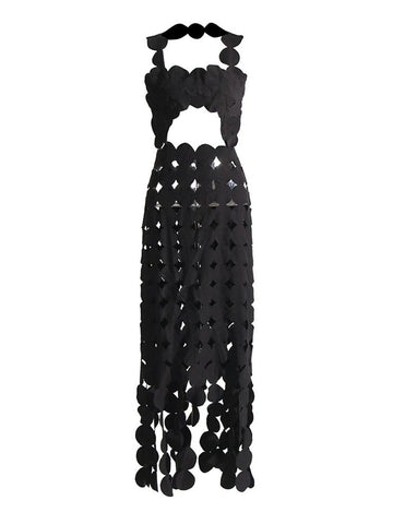 Flora Dot Hollow Out Midi Dress