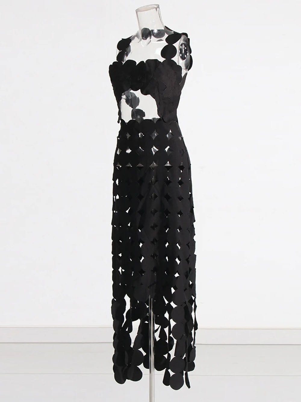 Flora Dot Hollow Out Midi Dress