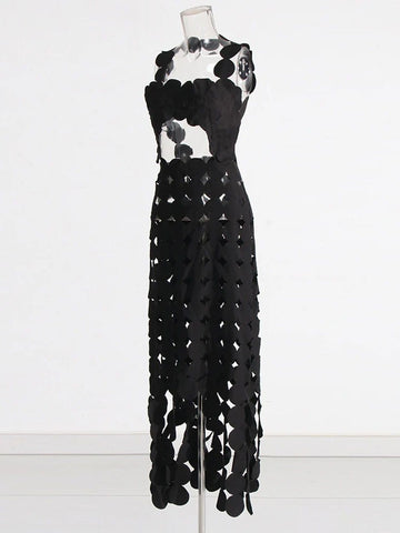 Flora Dot Hollow Out Midi Dress