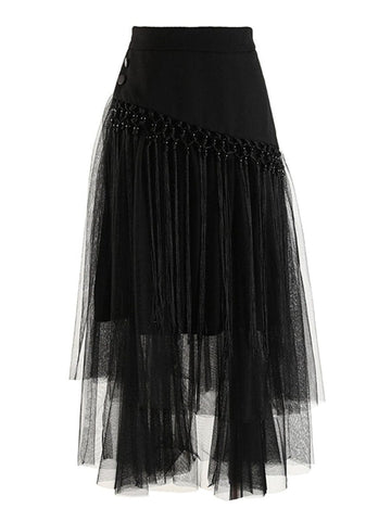 Gianna Tassel Mesh Midi Skirt