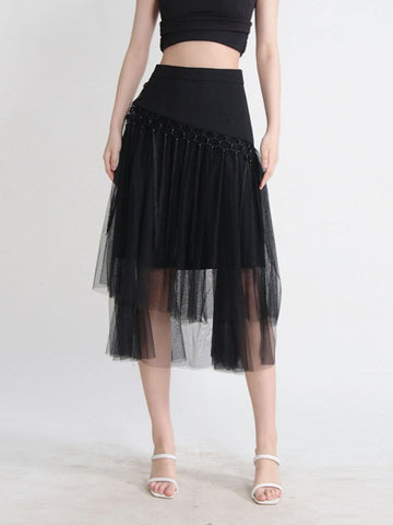 Gianna Tassel Mesh Midi Skirt