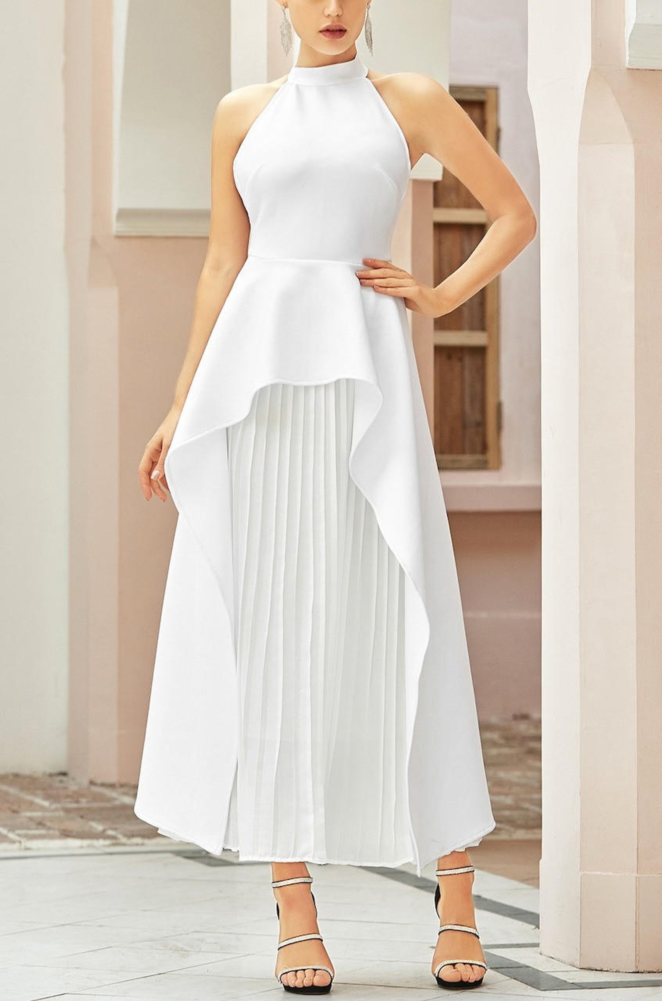 Halter Sleeveless Irregular Maxi Dress Set