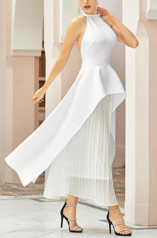 Halter Sleeveless Irregular Maxi Dress Set