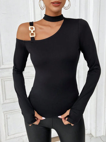 A Halter-Neck Knitted Base Top