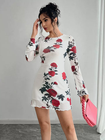 Floral Flared Sleeve Dress