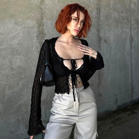 Cardigan Lace-Up Top