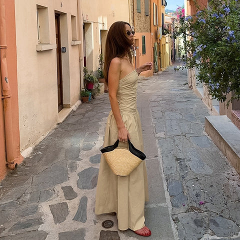 Pleated Strapless Dress