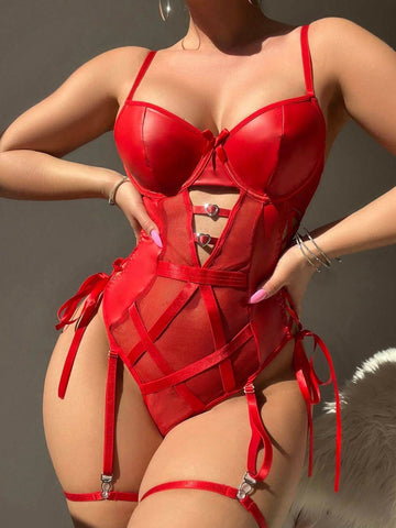 Mesh Fabric Patchwork Jumpsuits