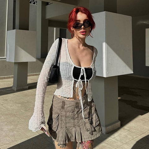 Cardigan Lace-Up Top