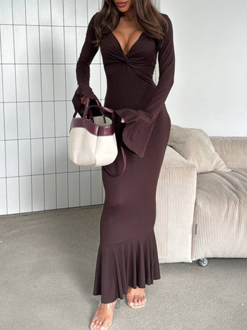 V-Neck Knotted Dress