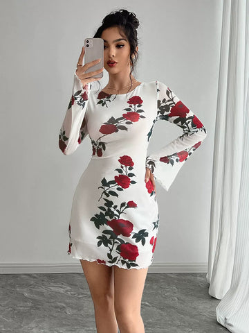 Floral Flared Sleeve Dress