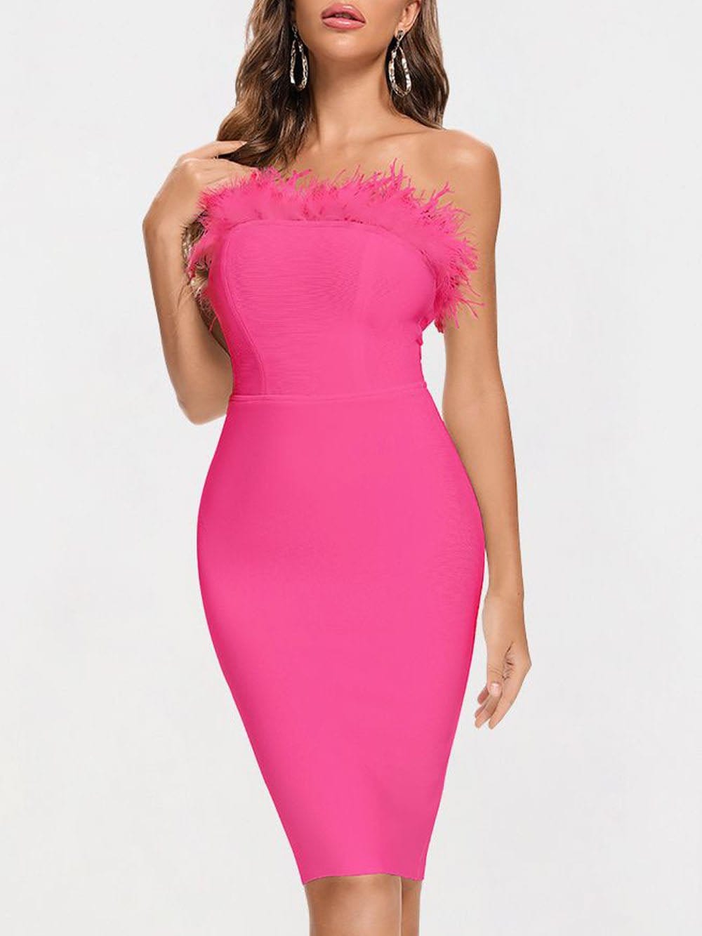 Jacqueline Feather Bodycon Midi Dress