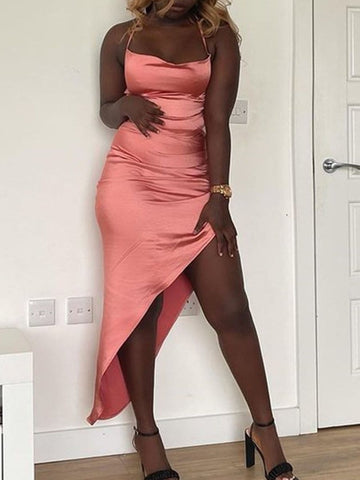 June Asymmetrical Backless Maxi Dress