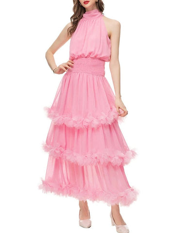 Katie Sleeveless Elastic Ruffle Maxi Dress
