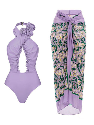 Kaya Ruffle Swimsuit & Skirt Set