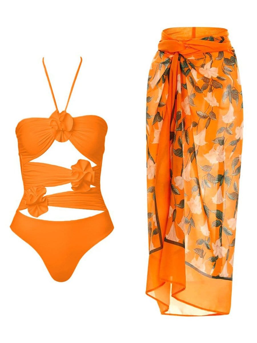 Kaya Ruffle Swimsuit & Skirt Set