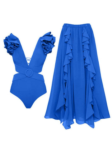 Keziah Ruffle Swimsuit & Skirt Set