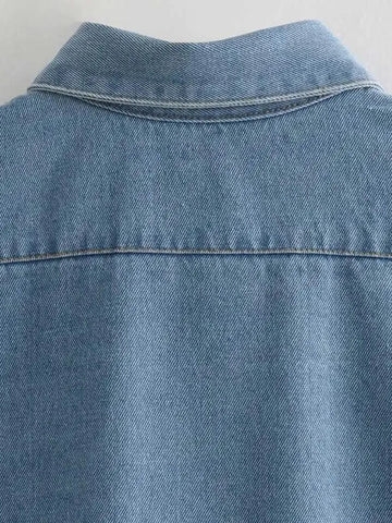 Kiara Cropped Denim Mini Shirt