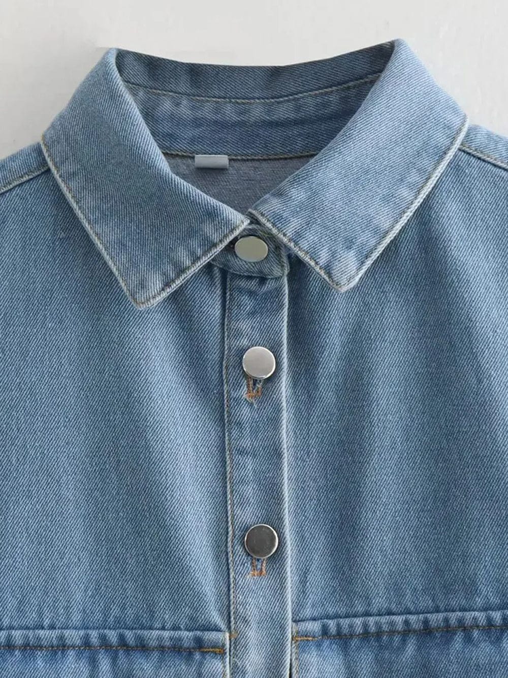 Kiara Cropped Denim Mini Shirt