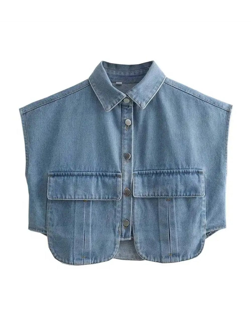 Kiara Cropped Denim Mini Shirt