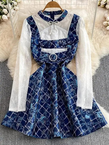 Robe courte Lolita en jacquard Maria