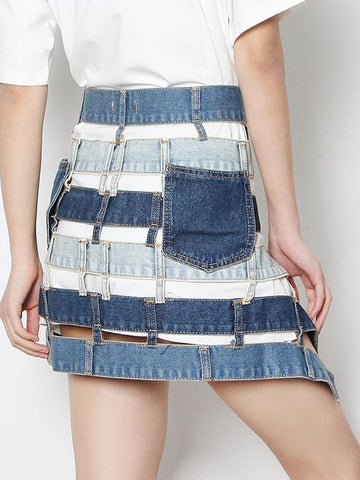Miles Hollow Out Denim Skirt
