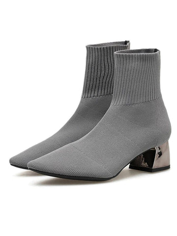 Natasha Ankle Toe Knitted Fabric Bootie