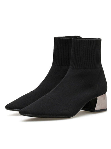 Natasha Ankle Toe Knitted Fabric Bootie