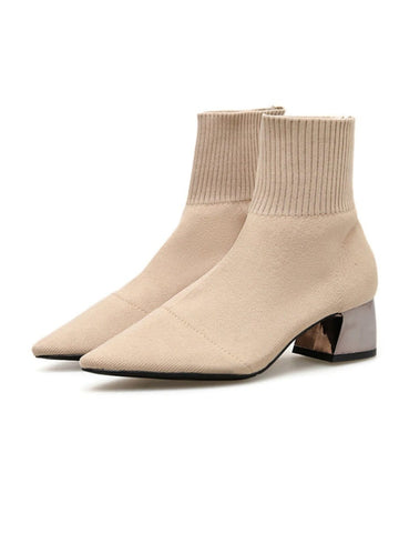 Natasha Ankle Toe Knitted Fabric Bootie