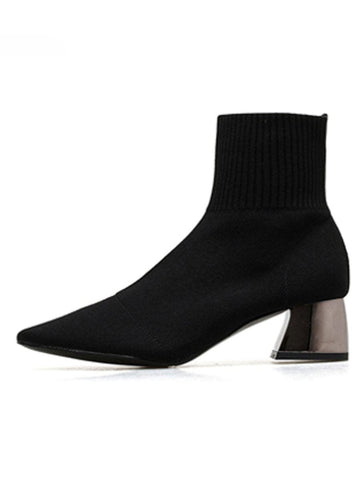 Natasha Ankle Toe Knitted Fabric Bootie