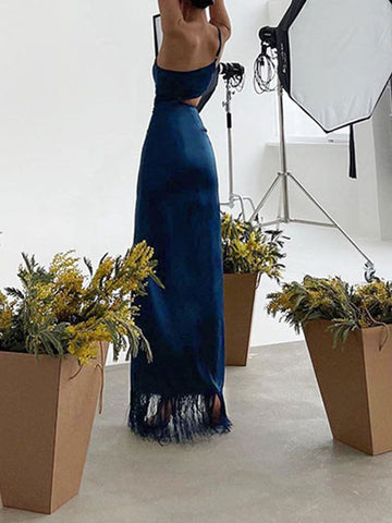 Nico Hollow Out Tassel Maxi Dress