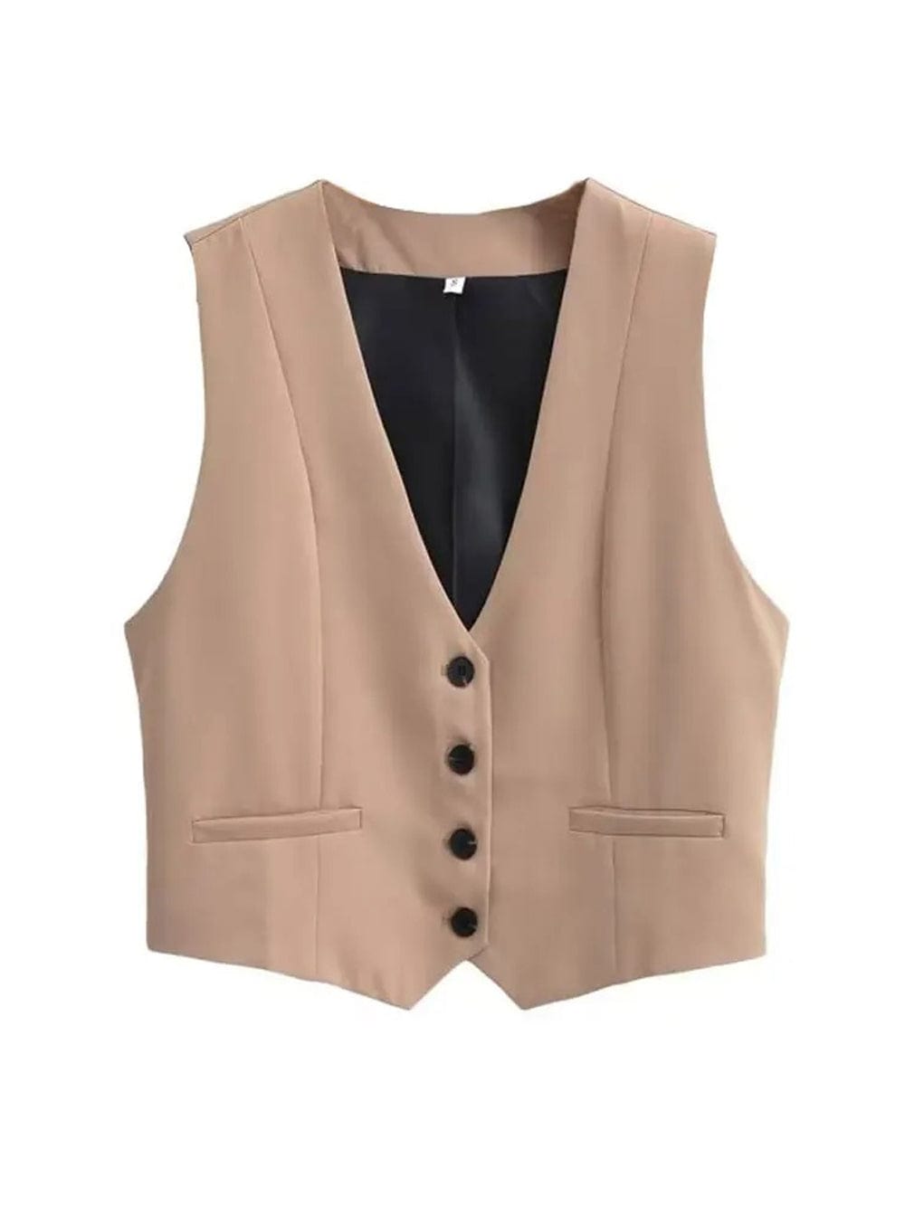Olivia Button Cropped Sleeveless Chic Top
