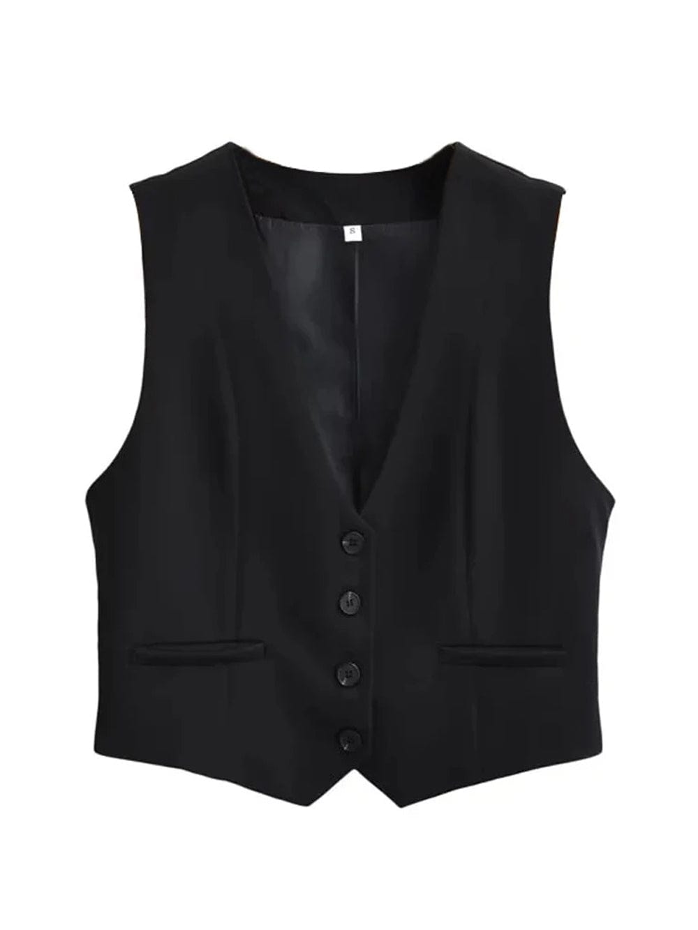 Olivia Button Cropped Sleeveless Chic Top