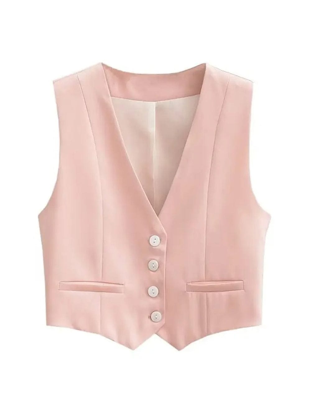 Olivia Button Cropped Sleeveless Chic Top