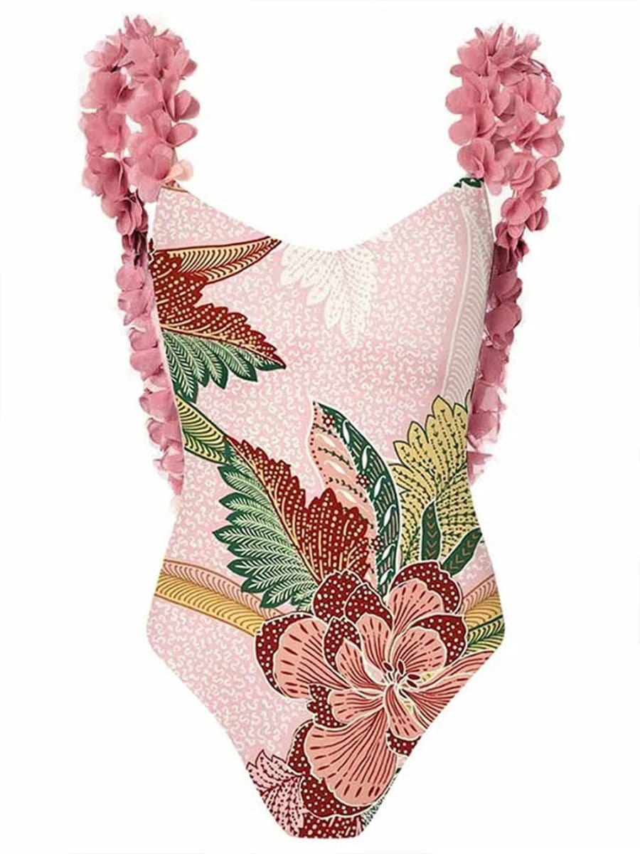 Penelope Floral Ruffle Swimsuit & Skirt Set