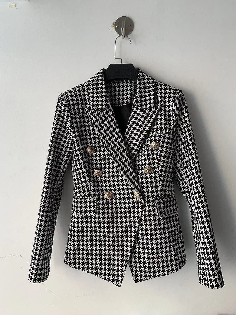 Blazer pied-de-poule coupe slim Paulette