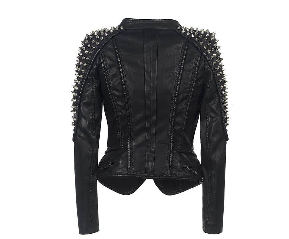 The Dominique Studded Faux Leather Moto Jacket