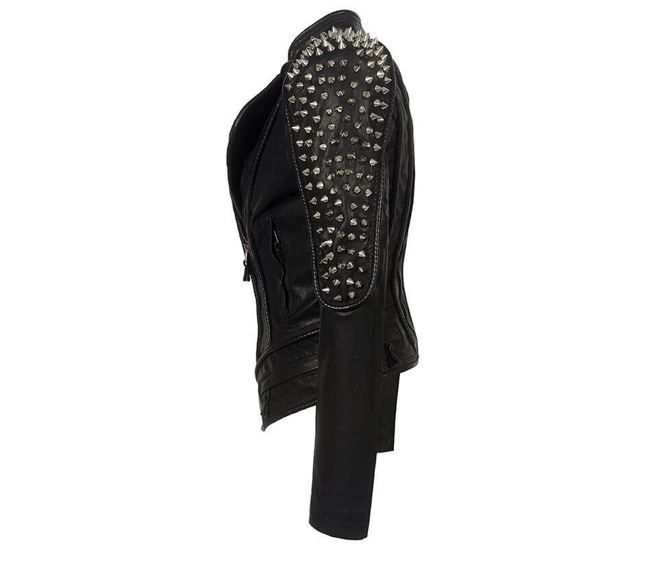 The Dominique Studded Faux Leather Moto Jacket