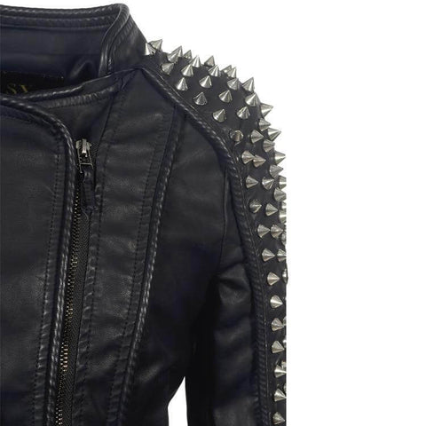 The Dominique Studded Faux Leather Moto Jacket