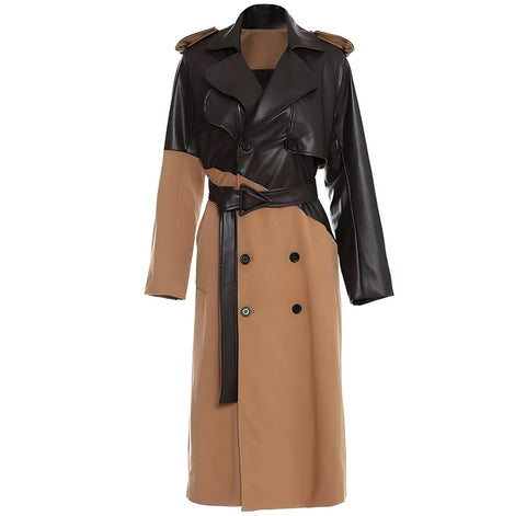 The Espresso Long Sleeve Spliced Trenchcoat