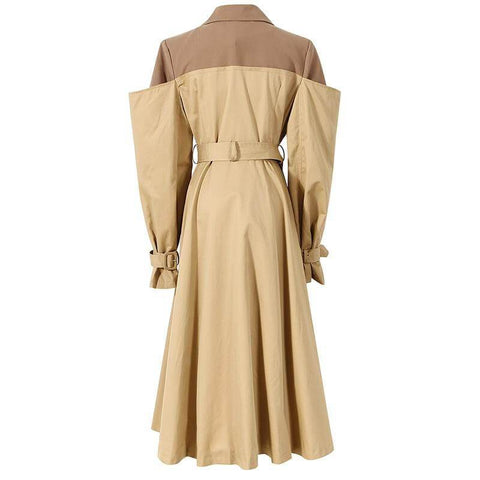 The Cappuccino Long Sleeve Spliced Trenchcoat