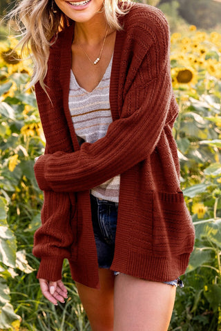 Dropped Shoulder Longline Cardigan with Pockets