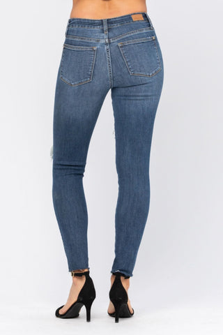 Full Size Destroyed Knee High Waist Skinny Jeans