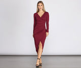 Keily Formal Ruched Crepe Midi Dress