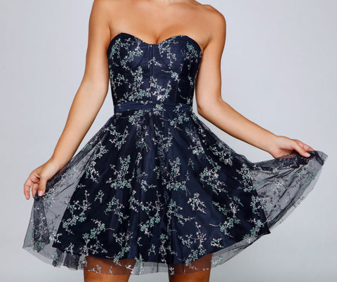 Robe de soirée pailletée à imprimé floral Zariah